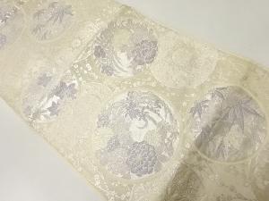 アンティーク　丸に草花模様織出し袋帯（材料）